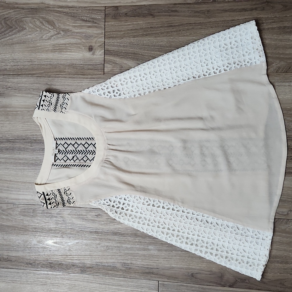 Miss Me Lightweight Gauze Tank Top Laser Cut Inserts Women's Large - Picture 9 of 16
